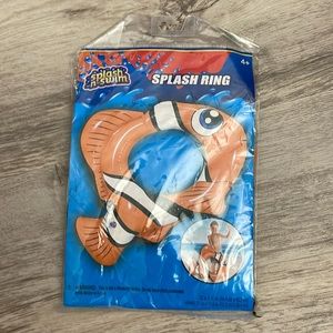 NWT Splash-n-Swim Orange, White & Black Fish Shaped Inflatable Splash Ring